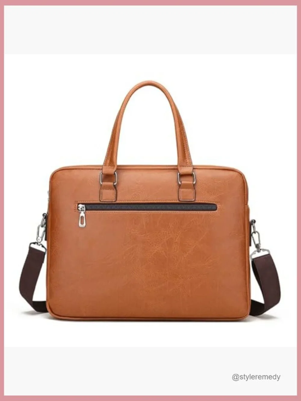 Leather Laptop Bag 15in Water-Resistant Crossbody Briefcase for Work